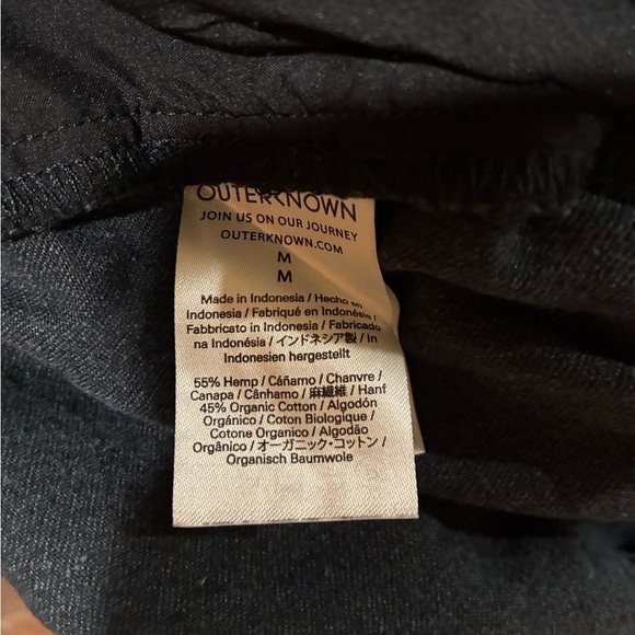 Outerknown Casual Pull-On Drawstring Pants with Pockets Gray hemp Cotton - Picture 9 of 9